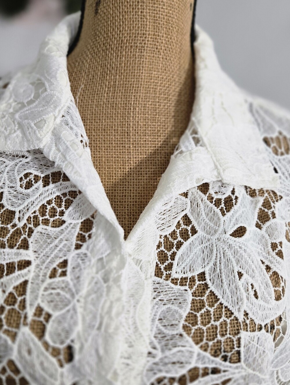 Shade & Shore White Lace Button-Down Top - Picture 6 of 7